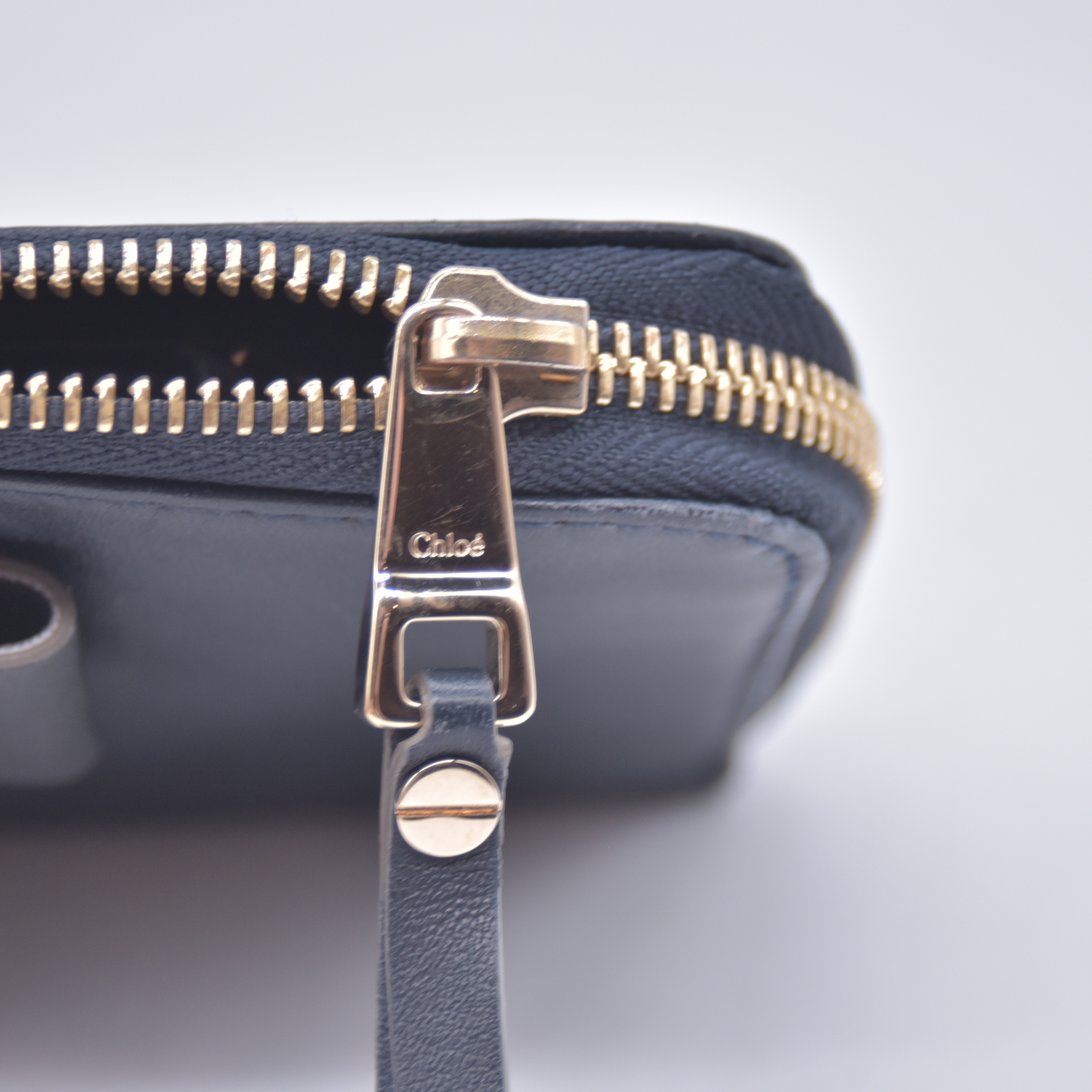 $550 Chloe Blue Leather Bow Bobbie Zippy Long Wallet