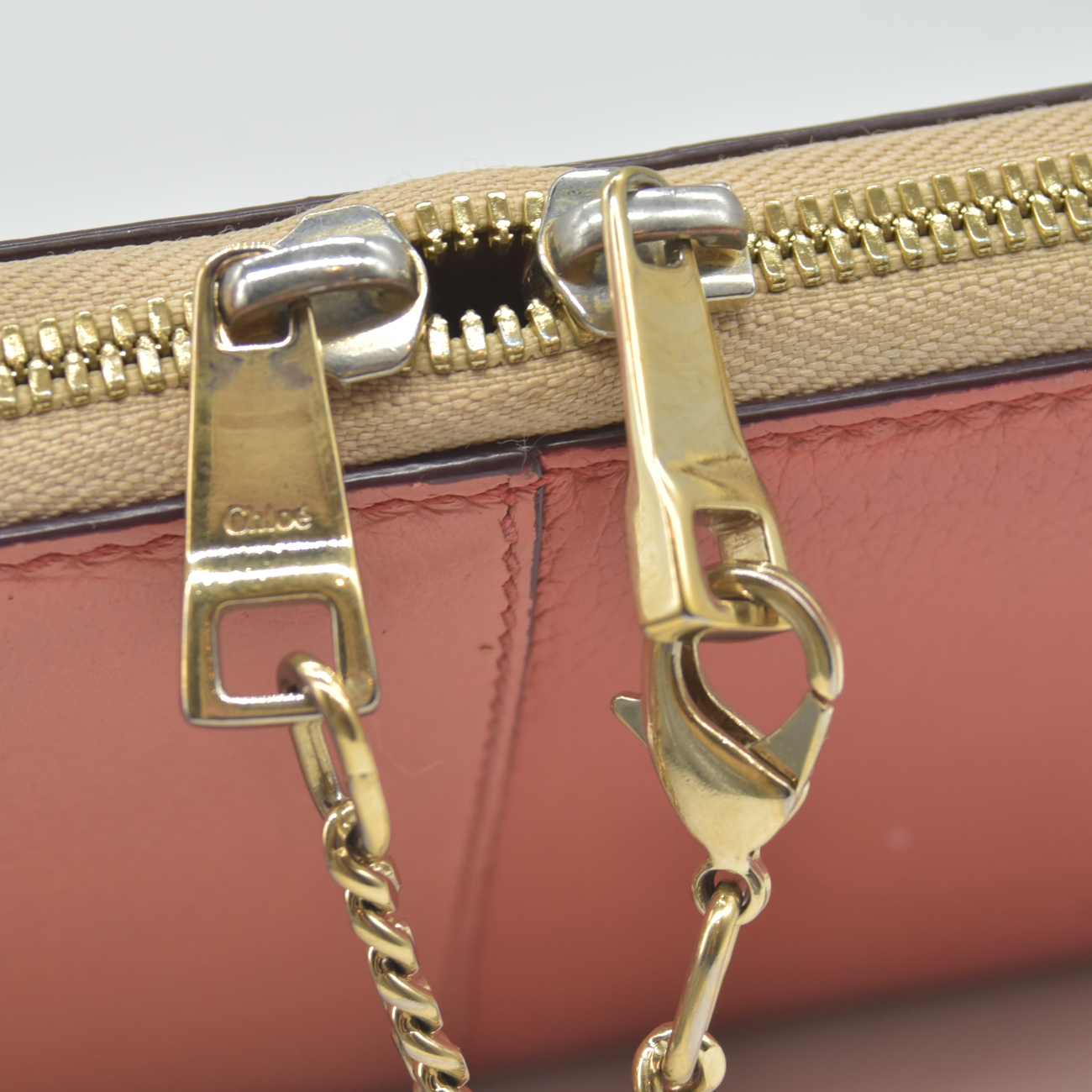 $690 2016 Chloe Baylee Leather Zip Around Long Wallet Purse Pink