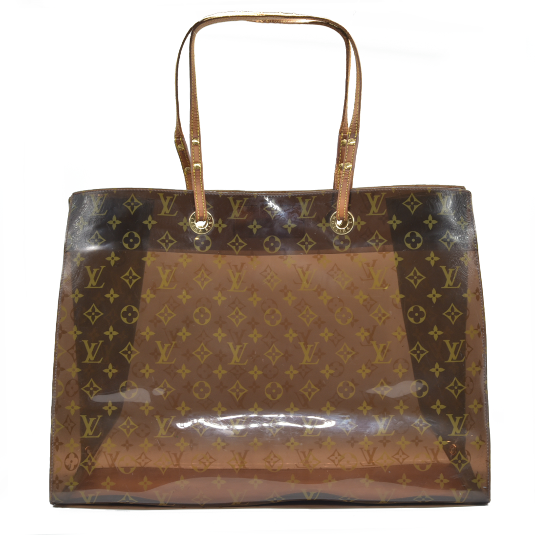 AUCTION $3500 Louis Vuitton  Vinyl Monogram Ambre Sac Cabas GM