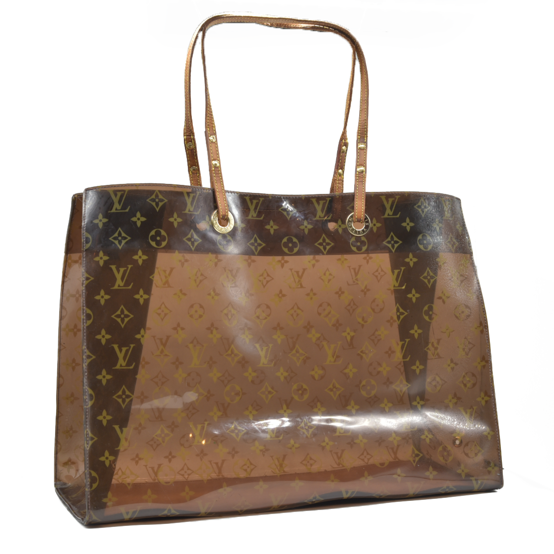AUCTION $3500 Louis Vuitton  Vinyl Monogram Ambre Sac Cabas GM