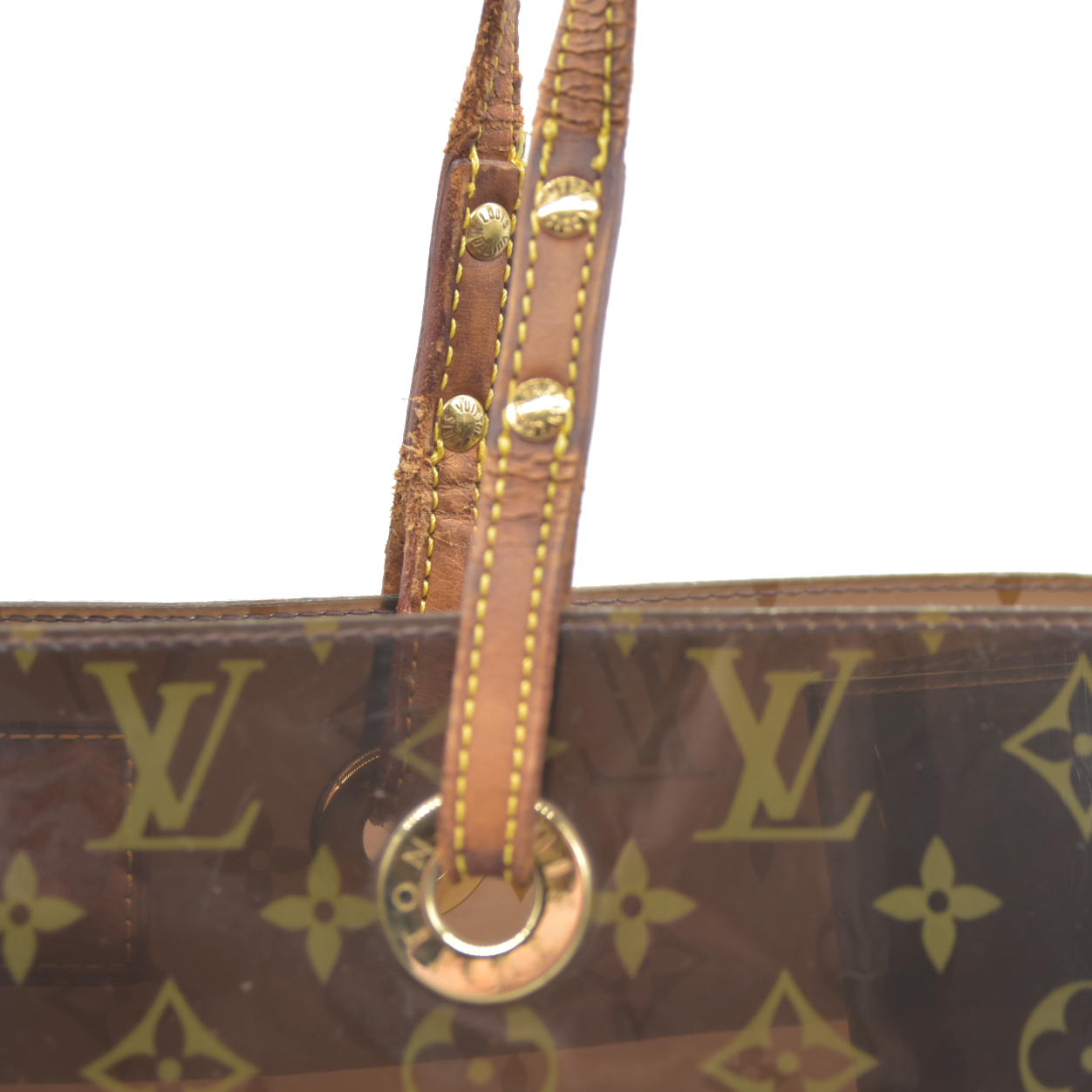 AUCTION $3500 Louis Vuitton  Vinyl Monogram Ambre Sac Cabas GM