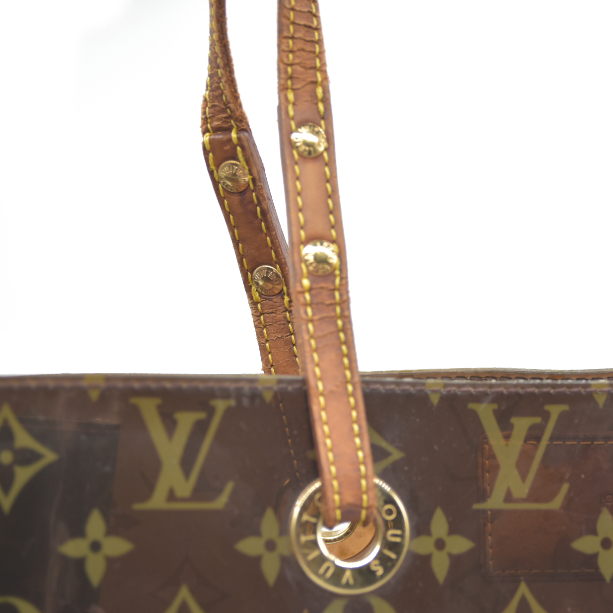 AUCTION $3500 Louis Vuitton  Vinyl Monogram Ambre Sac Cabas GM