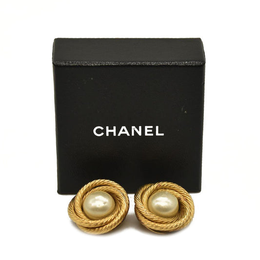 CHANEL Clip-on Earring Gold Tone CC