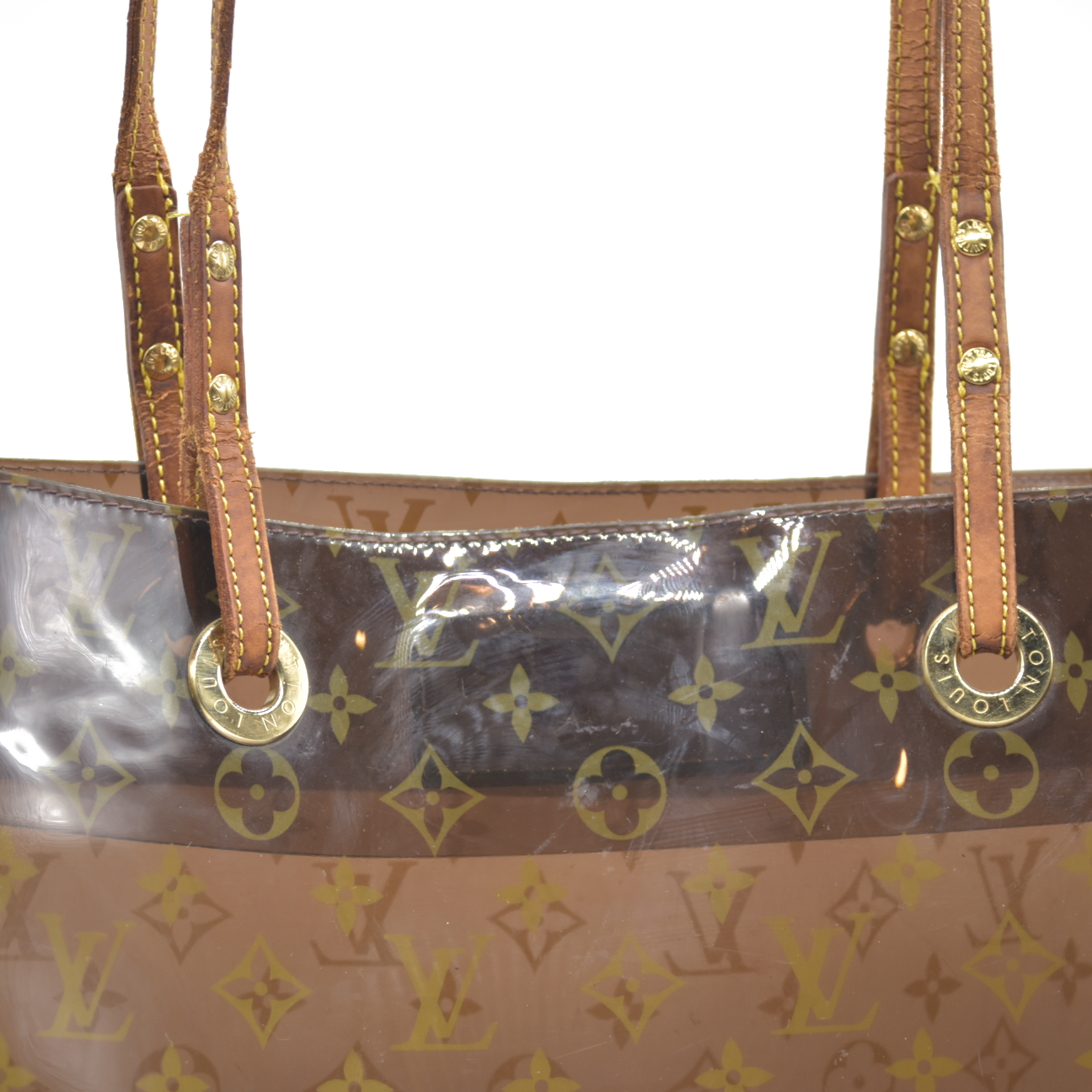 AUCTION $3500 Louis Vuitton  Vinyl Monogram Ambre Sac Cabas GM