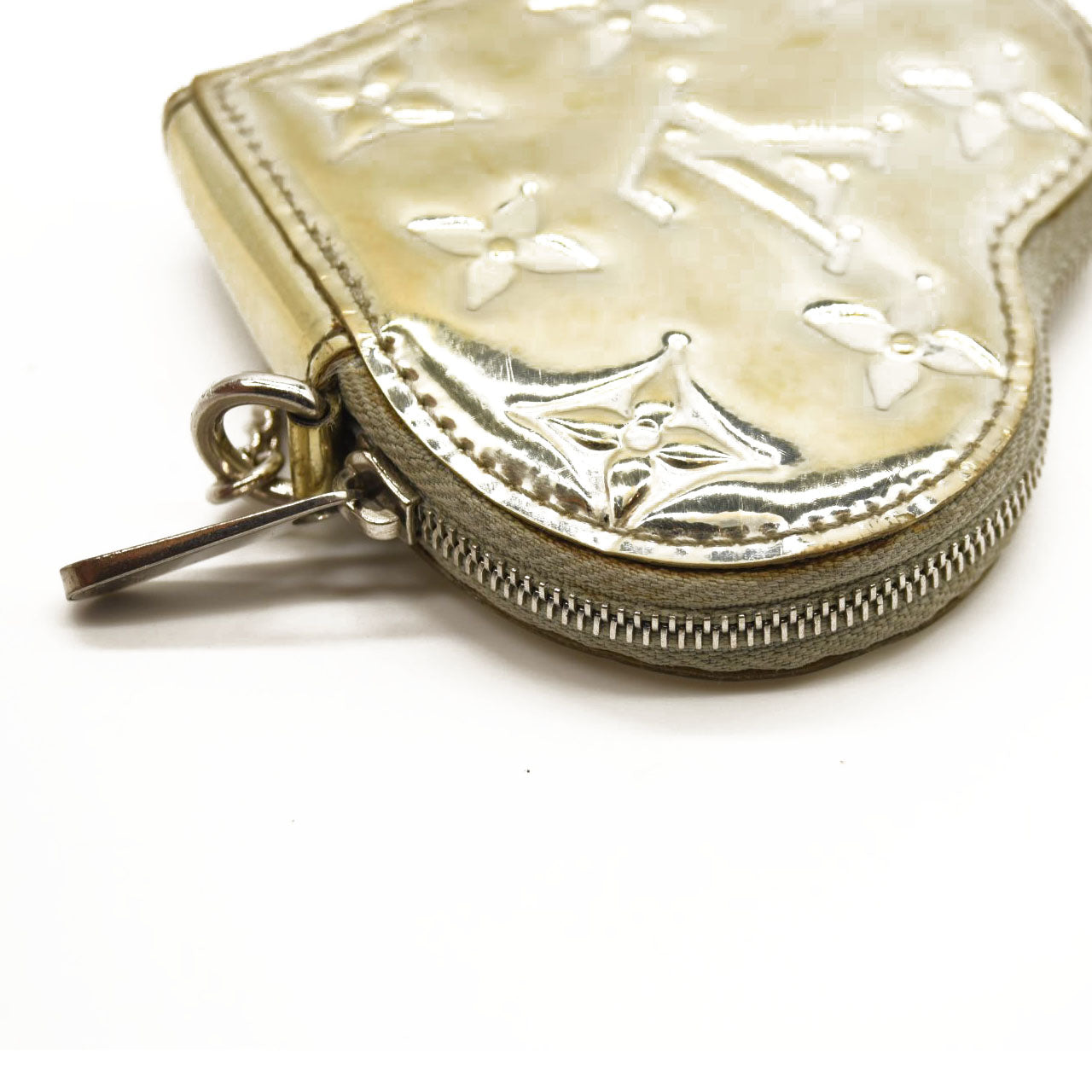 LOUIS VUITTON Monogram Miroir Heart Coin Purse Silver