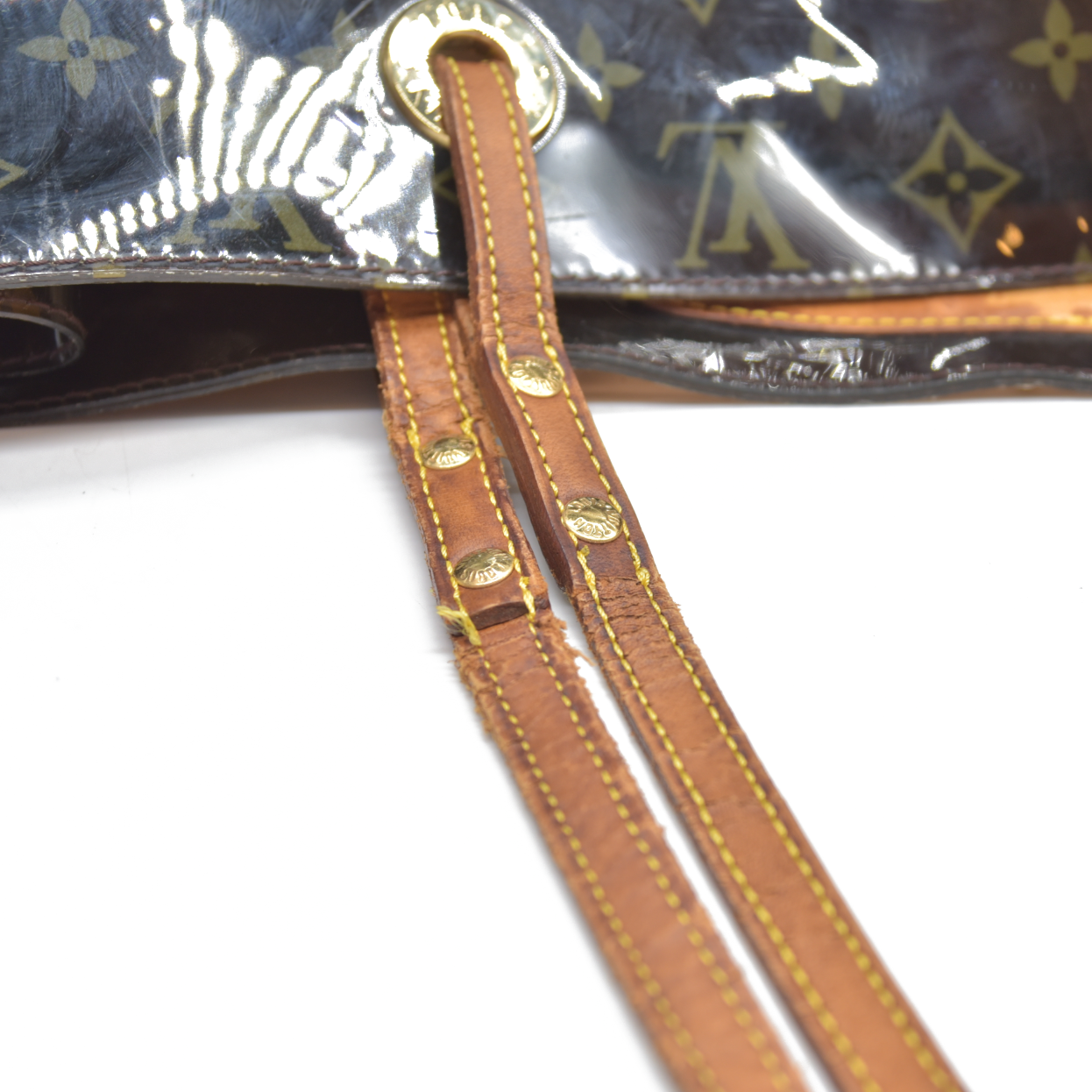 AUCTION $3500 Louis Vuitton  Vinyl Monogram Ambre Sac Cabas GM