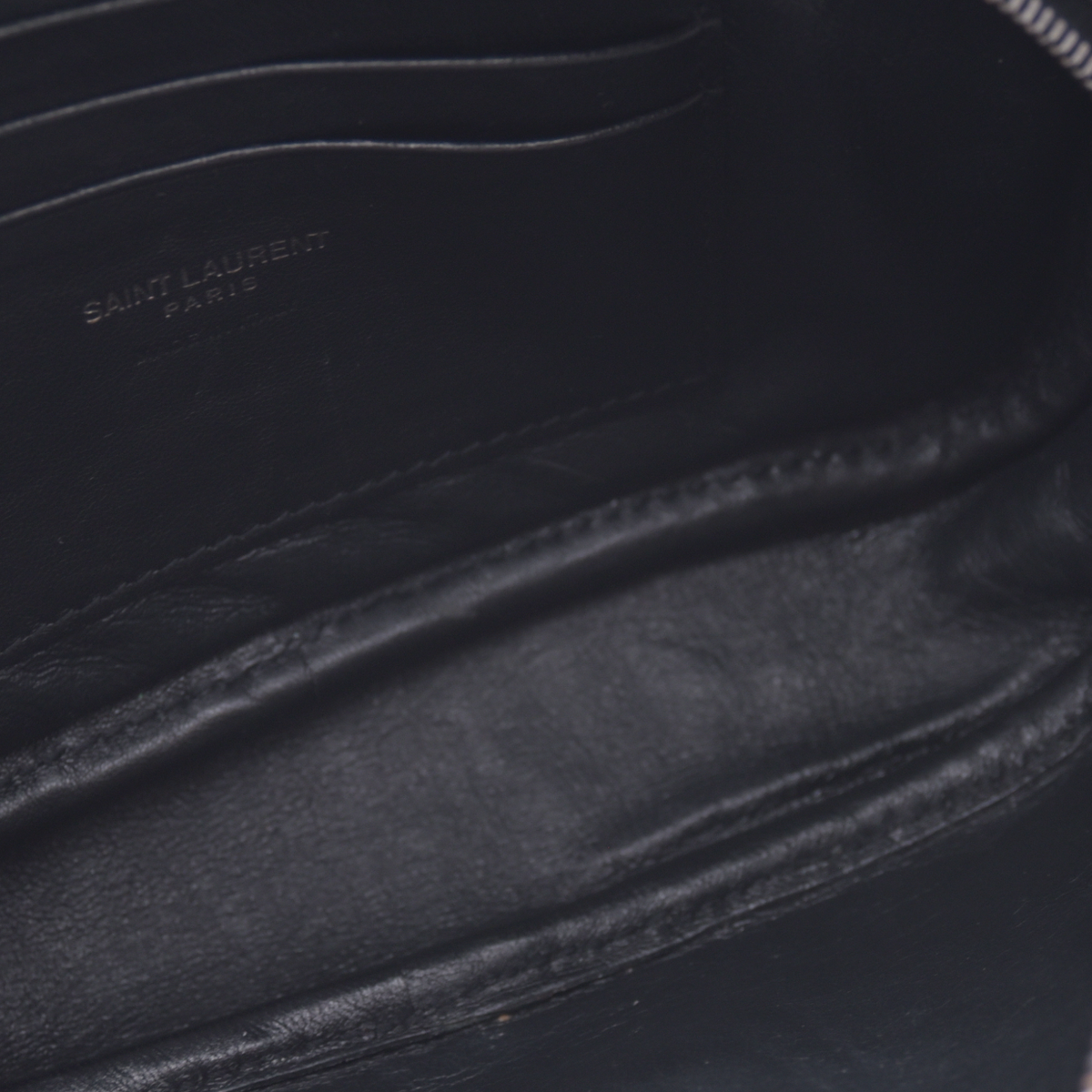 $1800 2019 Saint Laurent Calfskin Crocodile Embossed Monogram Mini Lou Camera Bag Black 10020872
