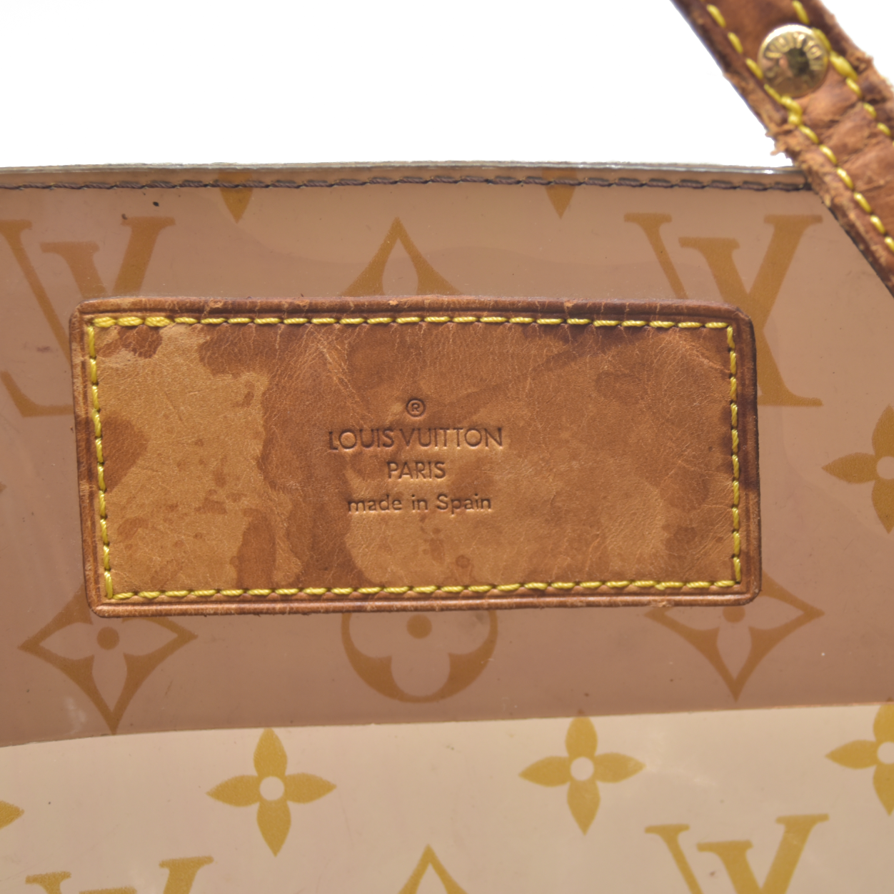 AUCTION $3500 Louis Vuitton  Vinyl Monogram Ambre Sac Cabas GM