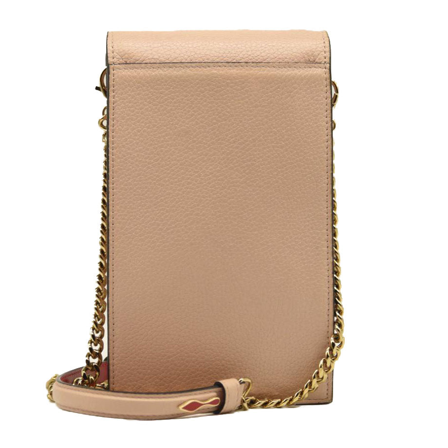 CHRISTIAN LOUBOUTIN Elisa Shoulder Bag Pink Beige Leather