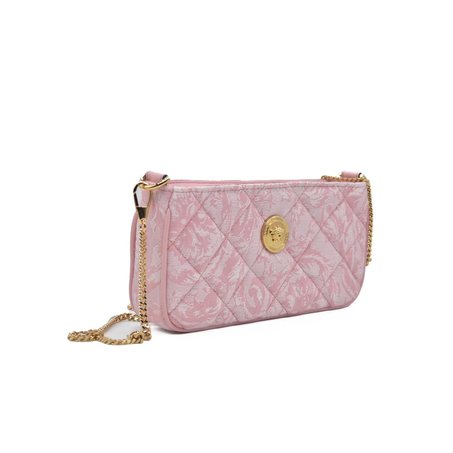Versace Jacquard Barocco Quilted Medusa Crossbody Pink CONSIGNMENT
