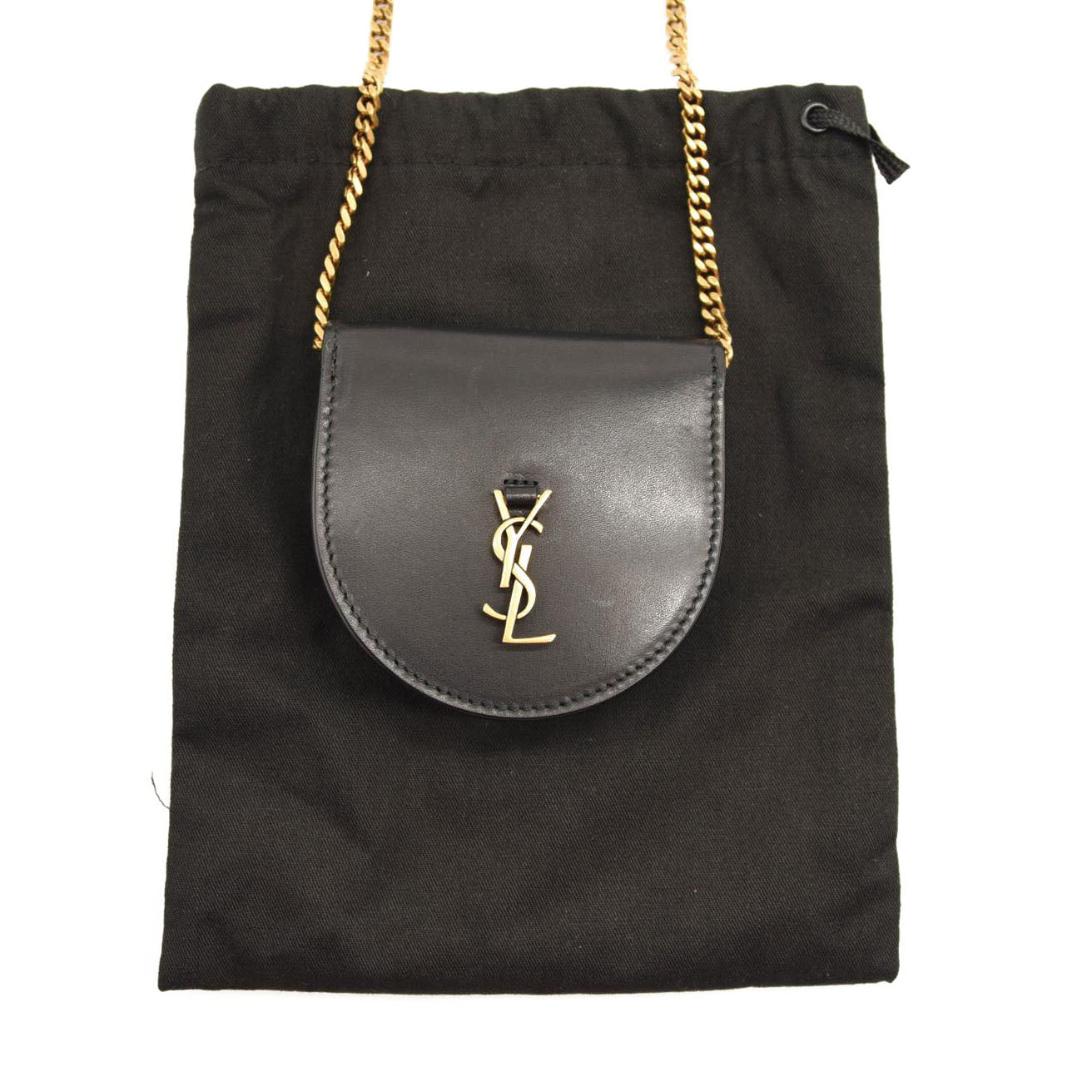 SAINT LAURENT Calfskin Monogram Baby Kaia Crossbody Bag Black