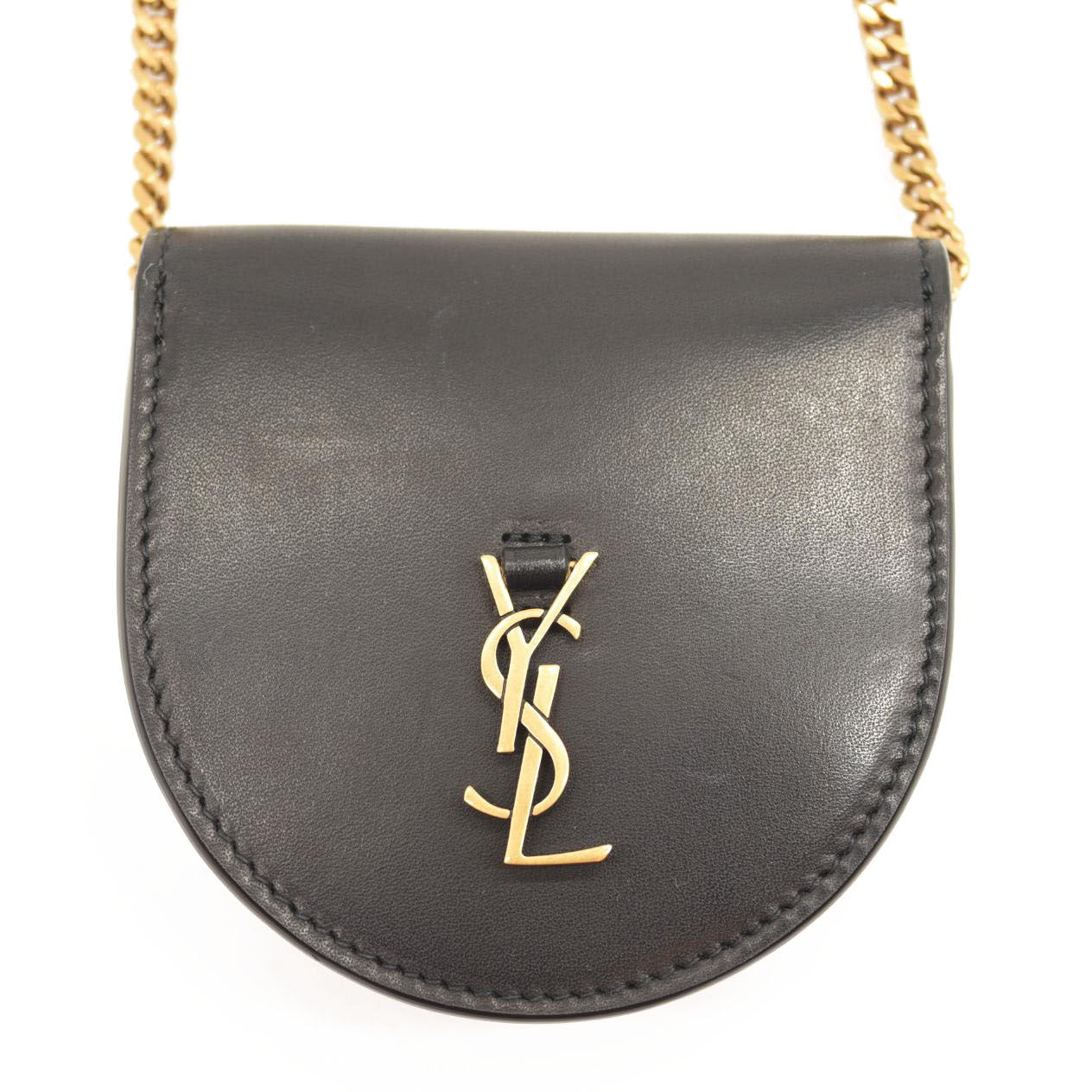 SAINT LAURENT Calfskin Monogram Baby Kaia Crossbody Bag Black