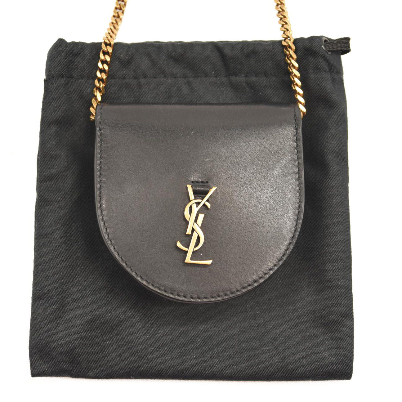 NEW SAINT LAURENT Calfskin Monogram Baby Kaia Crossbody Bag Black