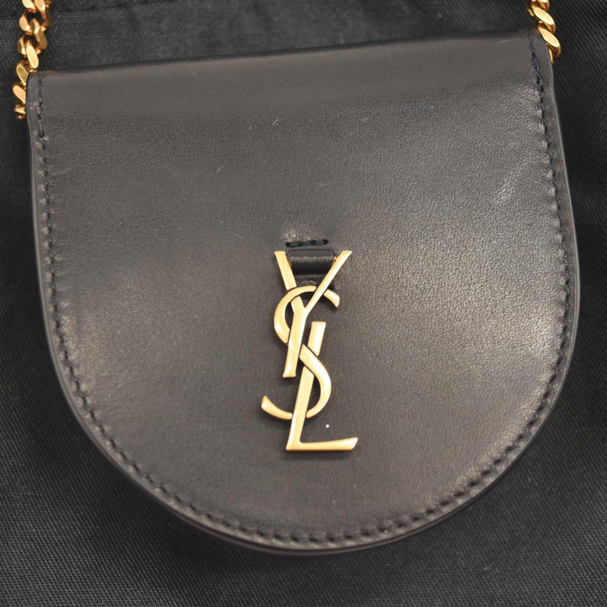 NEW SAINT LAURENT Calfskin Monogram Baby Kaia Crossbody Bag Black