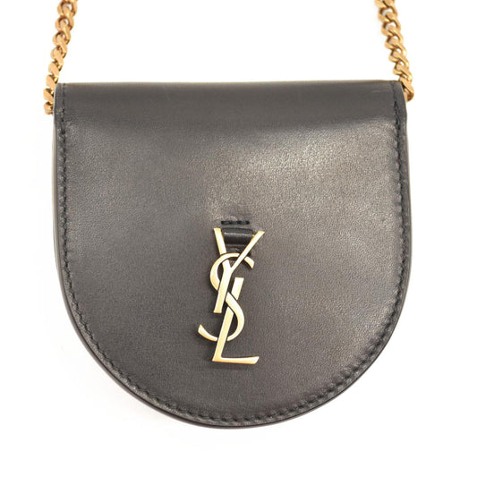 NEW SAINT LAURENT Calfskin Monogram Baby Kaia Crossbody Bag Black