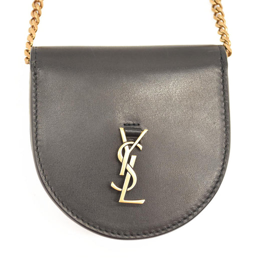 SAINT LAURENT Calfskin Monogram Baby Kaia Crossbody Bag Black