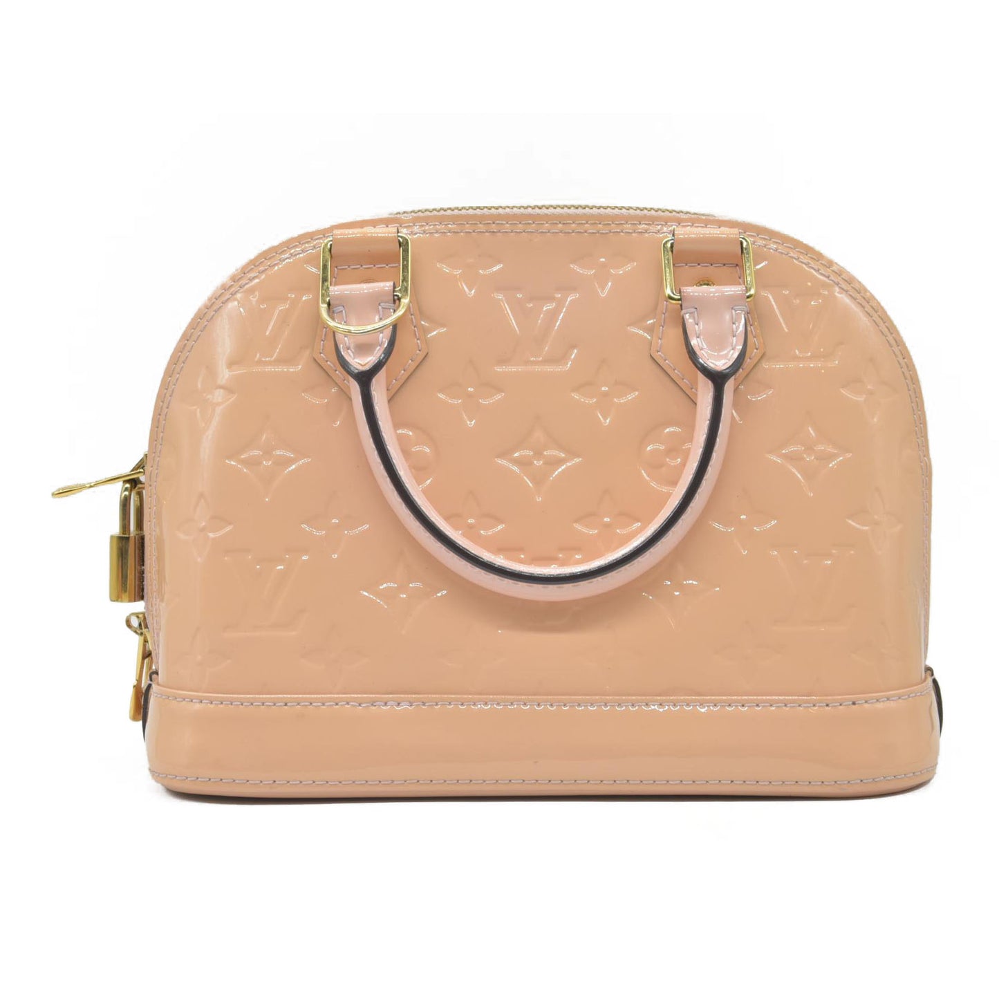 $2230 Louis Vuitton Vernis Alma BB Rose Angelique CONSIGNMENT FL0156