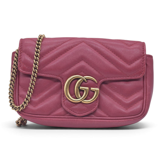 $980 GUCCI GG Marmont Matelasse Mini Belt Bag Red CONSIGNMENT 10021635