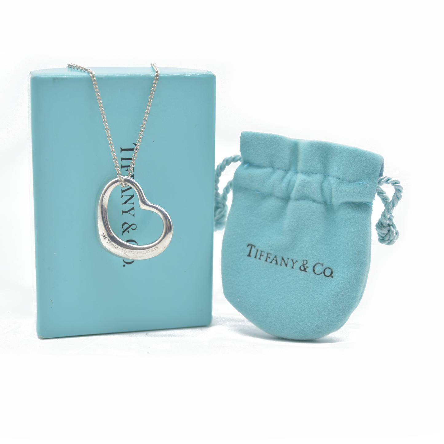 $750 Tiffany & Co Elsa Peretti Open Heart 26 mm XL Vintage Sterling Silver Necklace