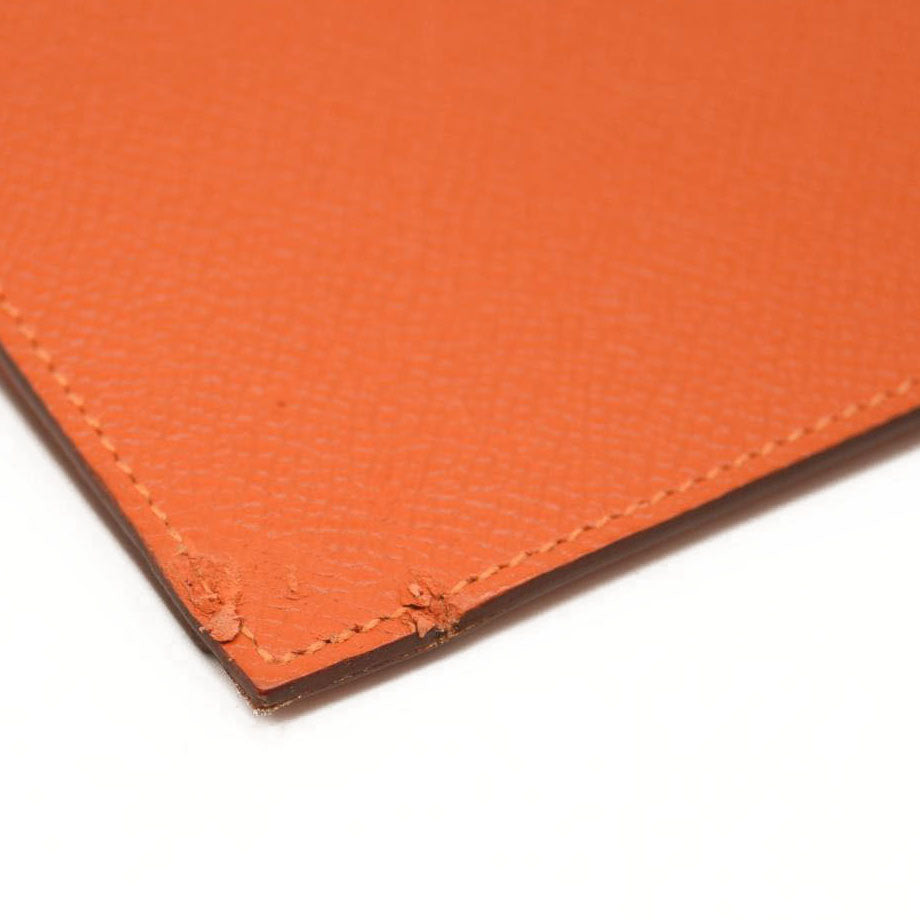 HERMES Epsom Vision II Passport Holder Orange Poppy