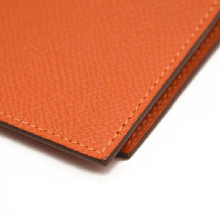 HERMES Epsom Vision II Passport Holder Orange Poppy