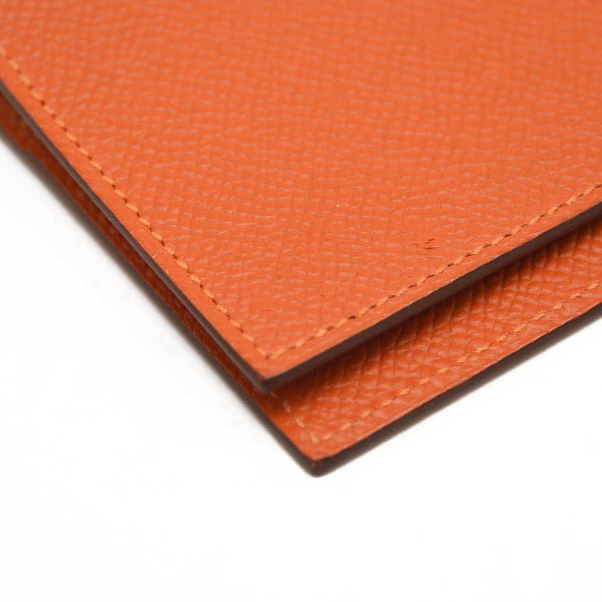 HERMES Epsom Vision II Passport Holder Orange Poppy