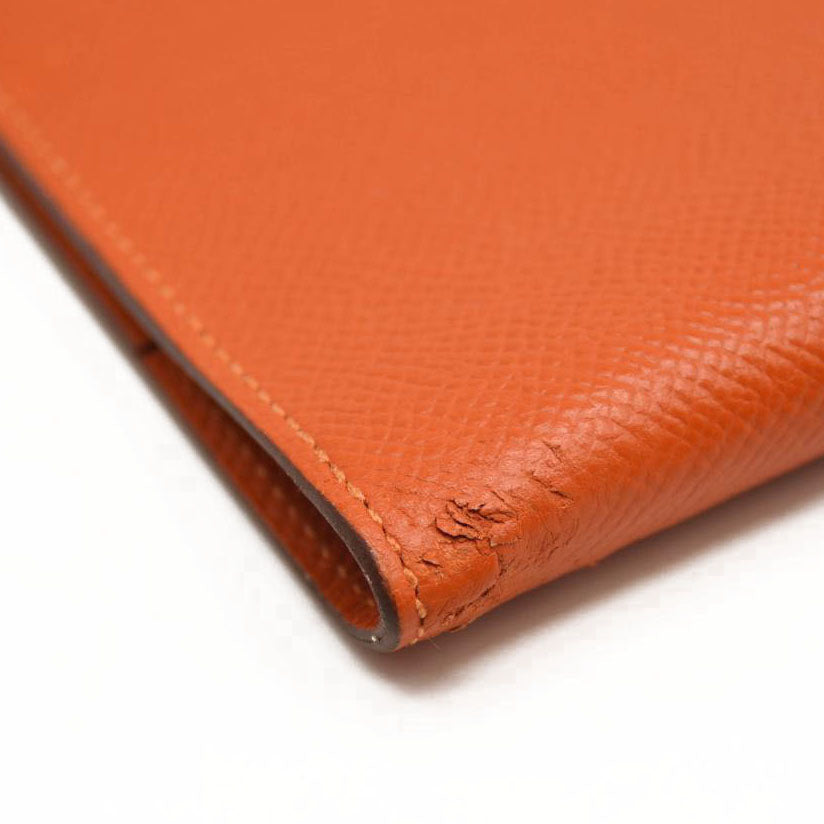 HERMES Epsom Vision II Passport Holder Orange Poppy