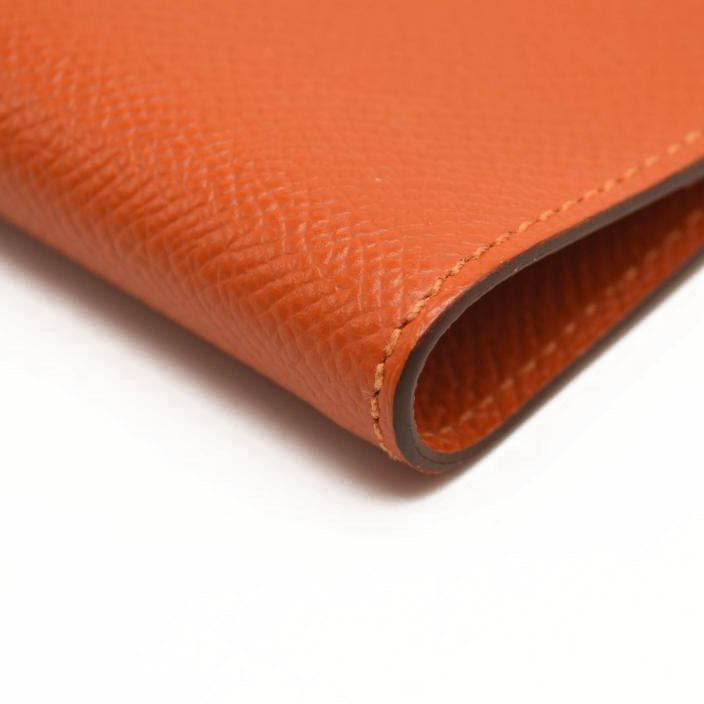 HERMES Epsom Vision II Passport Holder Orange Poppy