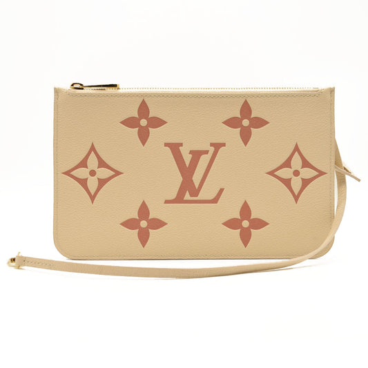 LOUIS VUITTON Empreinte Monogram Giant Neverfull MM Pochette Creme Rose Trianon