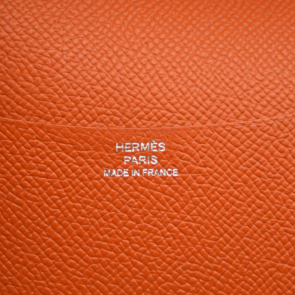 HERMES Epsom Vision II Passport Holder Orange Poppy