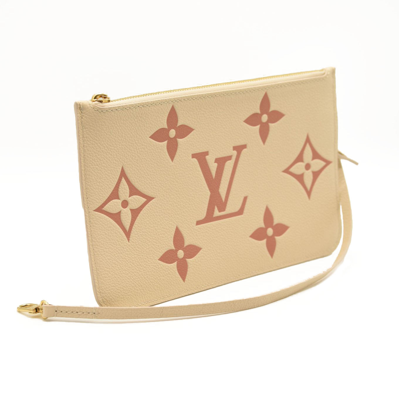 LOUIS VUITTON Empreinte Monogram Giant Neverfull MM Pochette Creme Rose Trianon