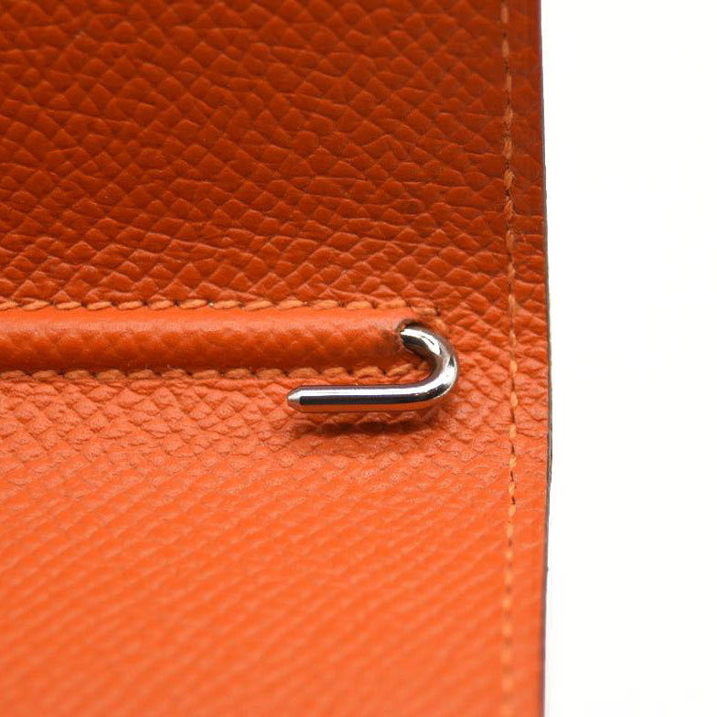 HERMES Epsom Vision II Passport Holder Orange Poppy