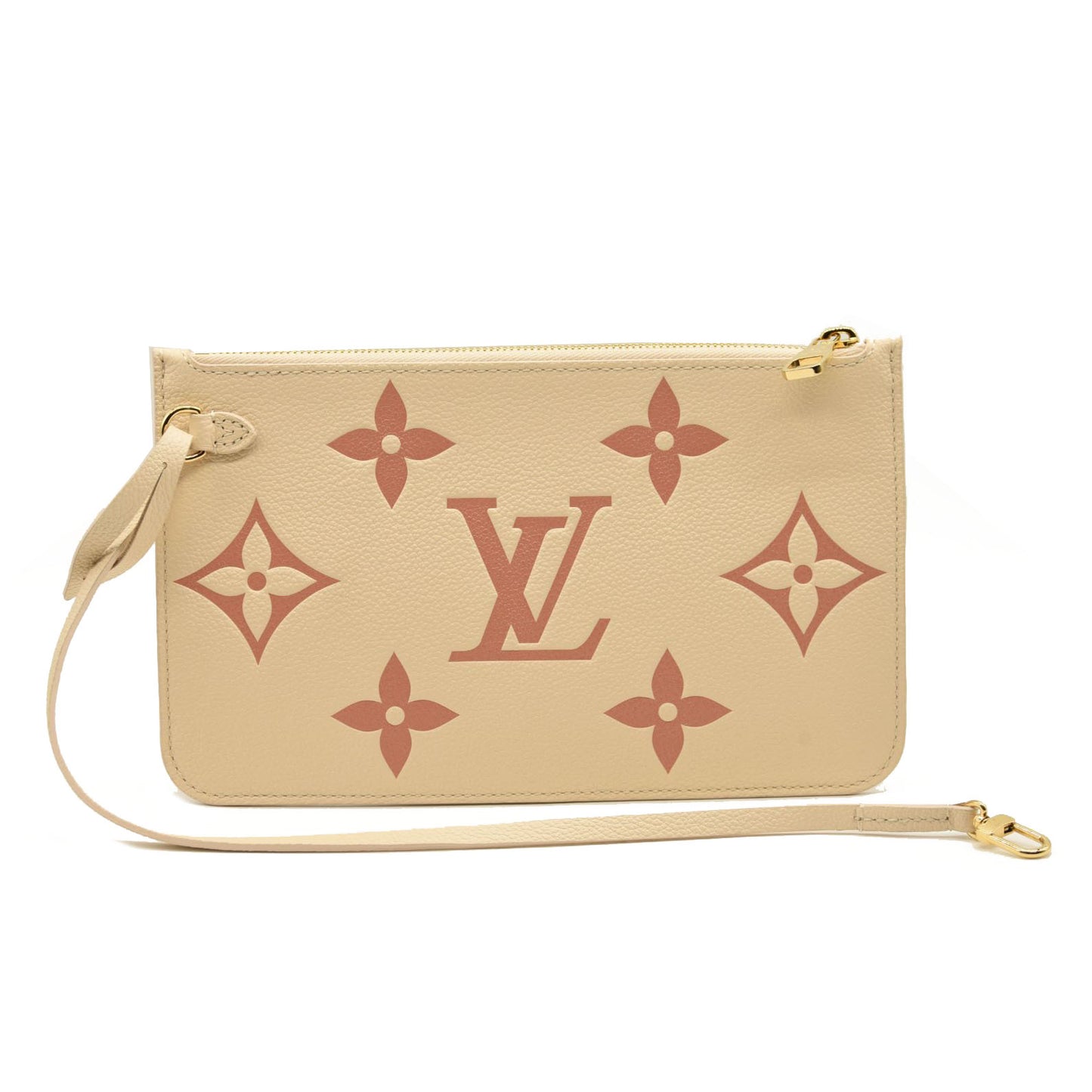 LOUIS VUITTON Empreinte Monogram Giant Neverfull MM Pochette Creme Rose Trianon