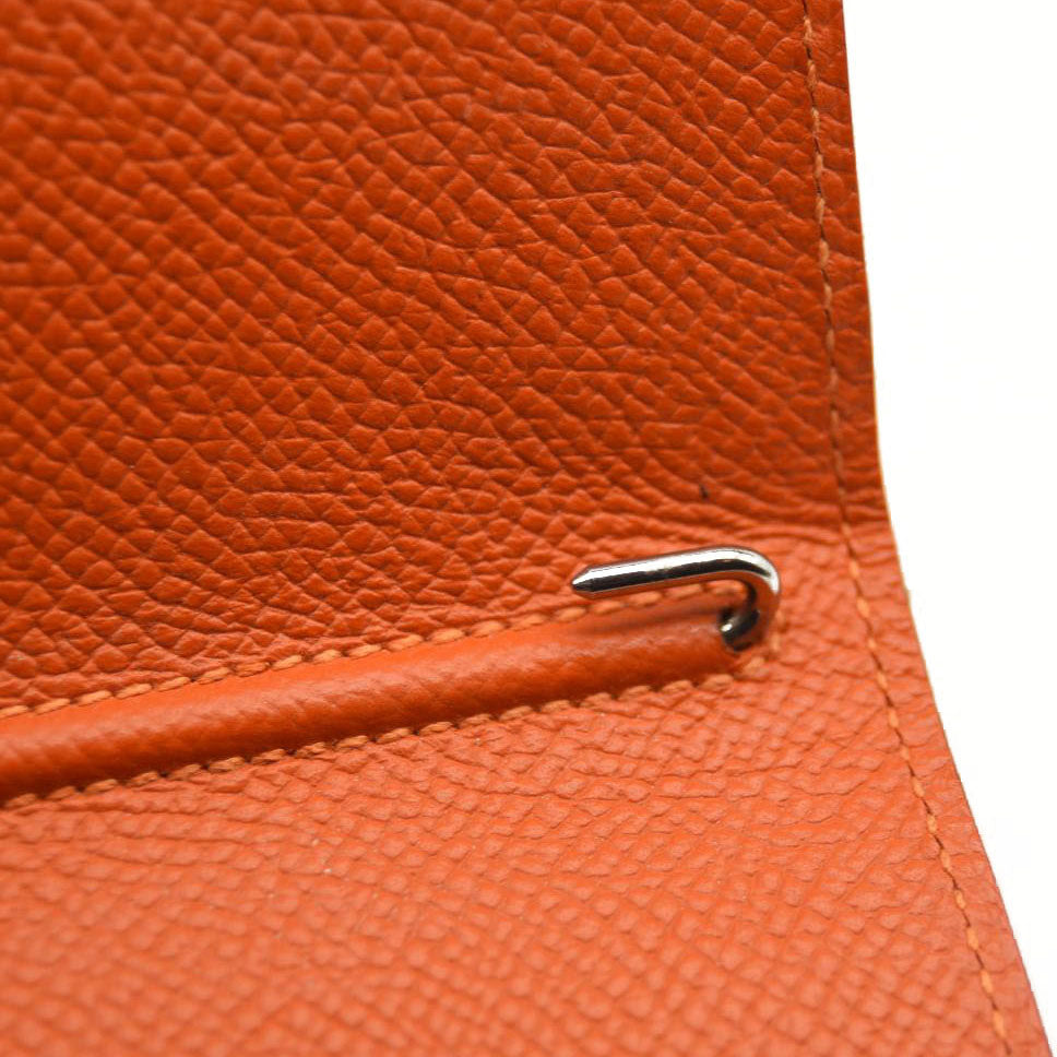 HERMES Epsom Vision II Passport Holder Orange Poppy