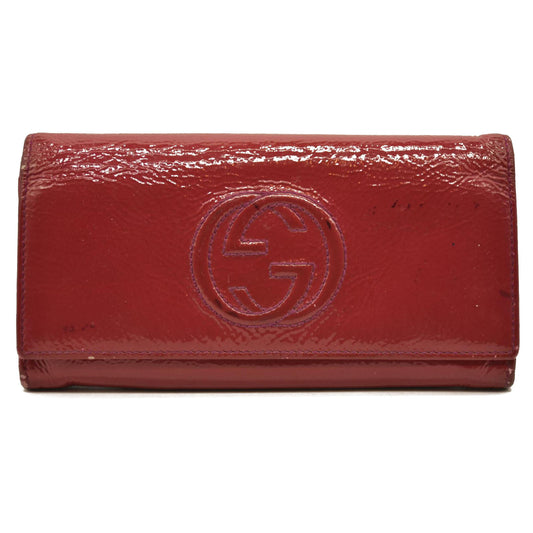 Gucci  Pebbled Calfskin Soho Continental Wallet Red