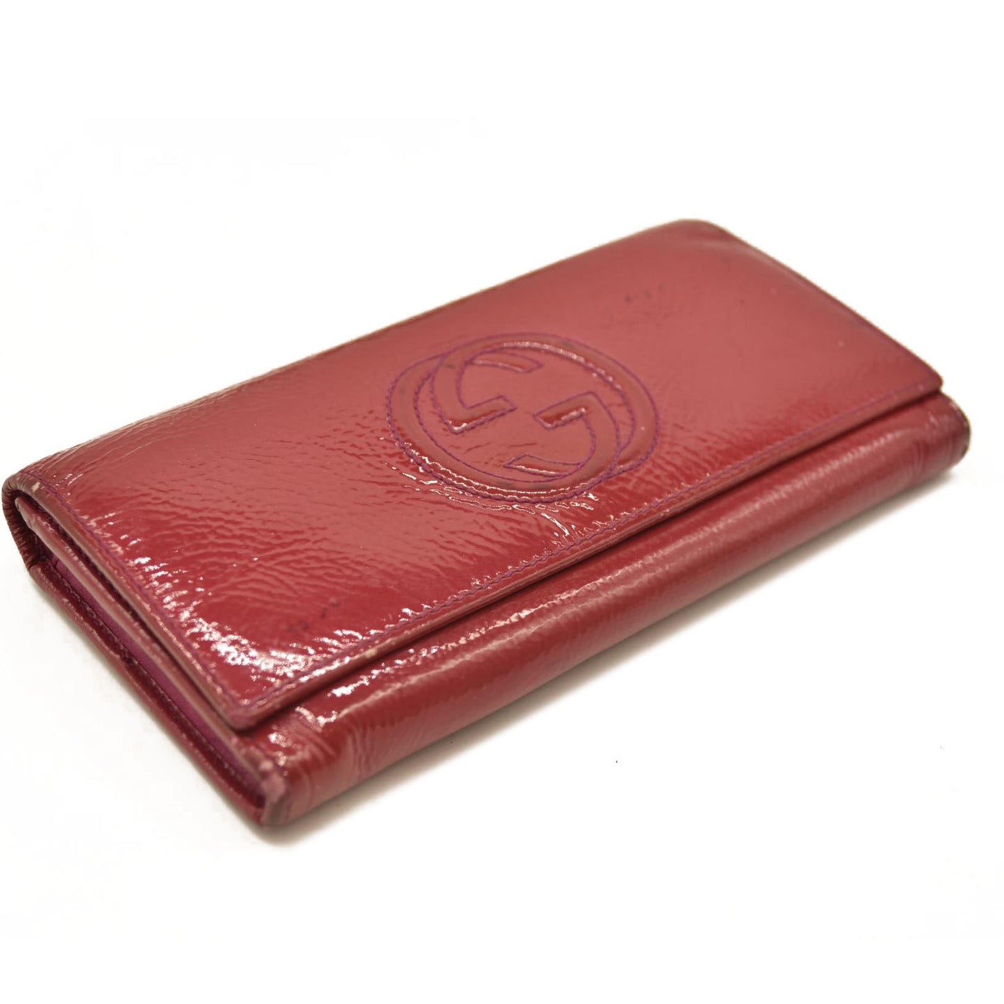 Gucci  Pebbled Calfskin Soho Continental Wallet Red