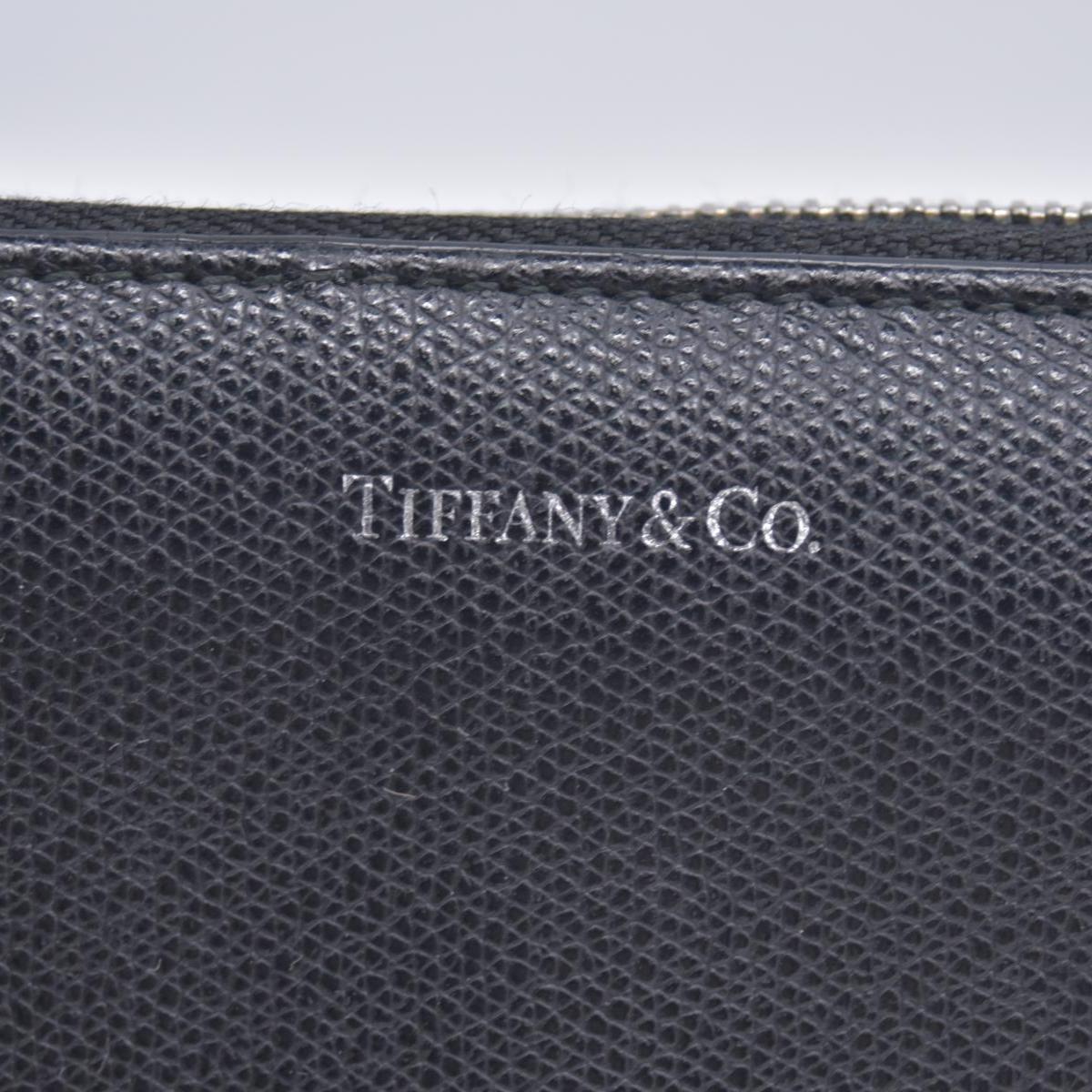 $600 Tiffany and co Large Zip Wallet in Black Leather CONSIGNMENT