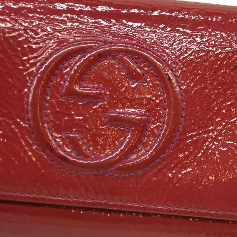 Gucci  Pebbled Calfskin Soho Continental Wallet Red