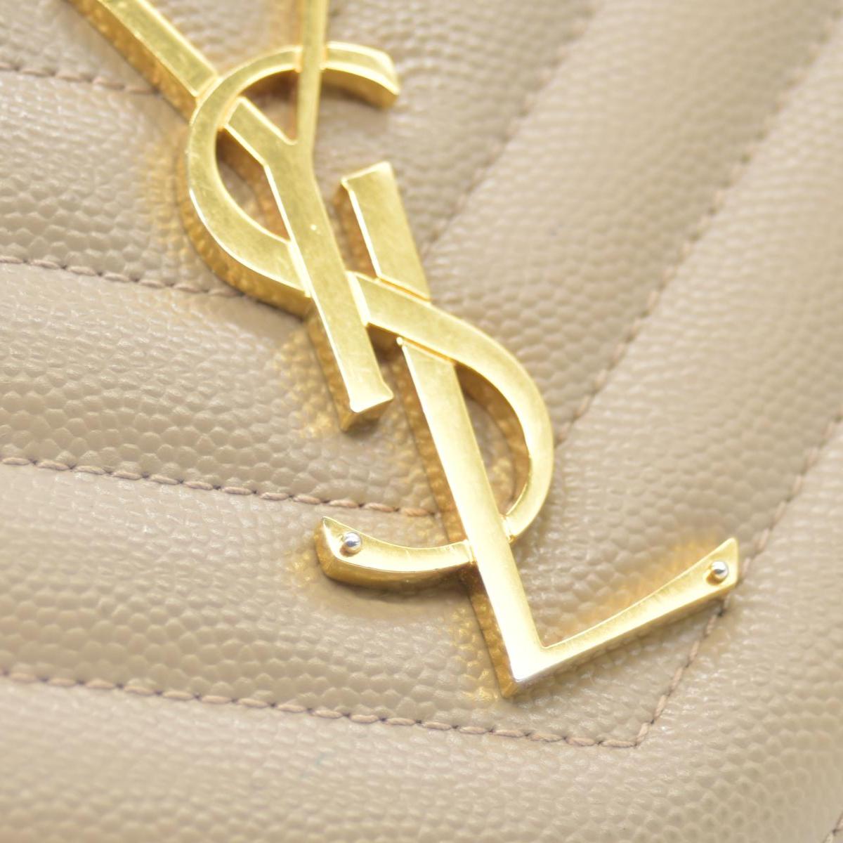 Saint Laurent Cassandre Matelassé Zip Around Wallet Beige CONSIGNMENT