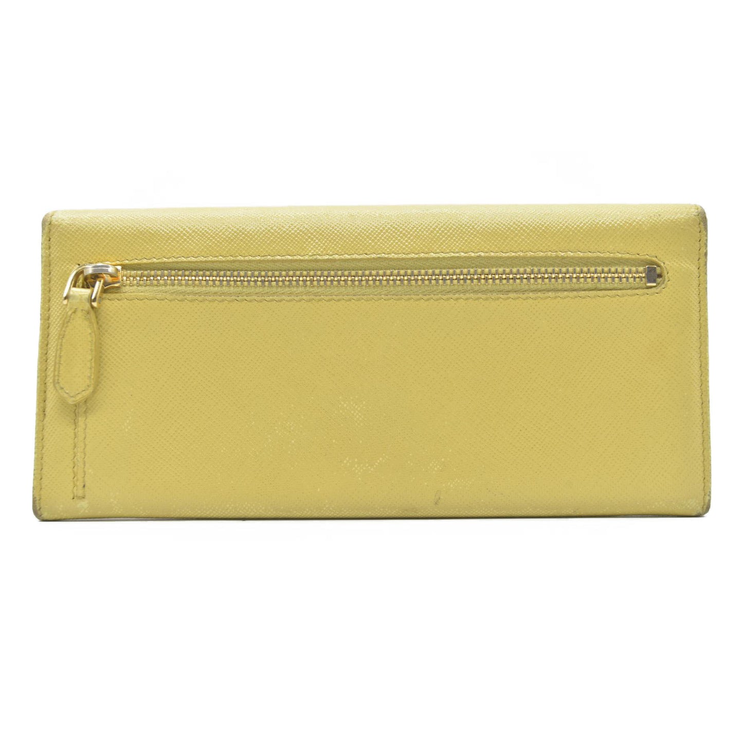 Prada Saffiano Metal Leather Continental Wallet Yellow