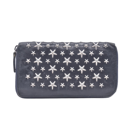 Jimmy Choo Star Zip Around Wallet Black CONSIGNMENT 10020937