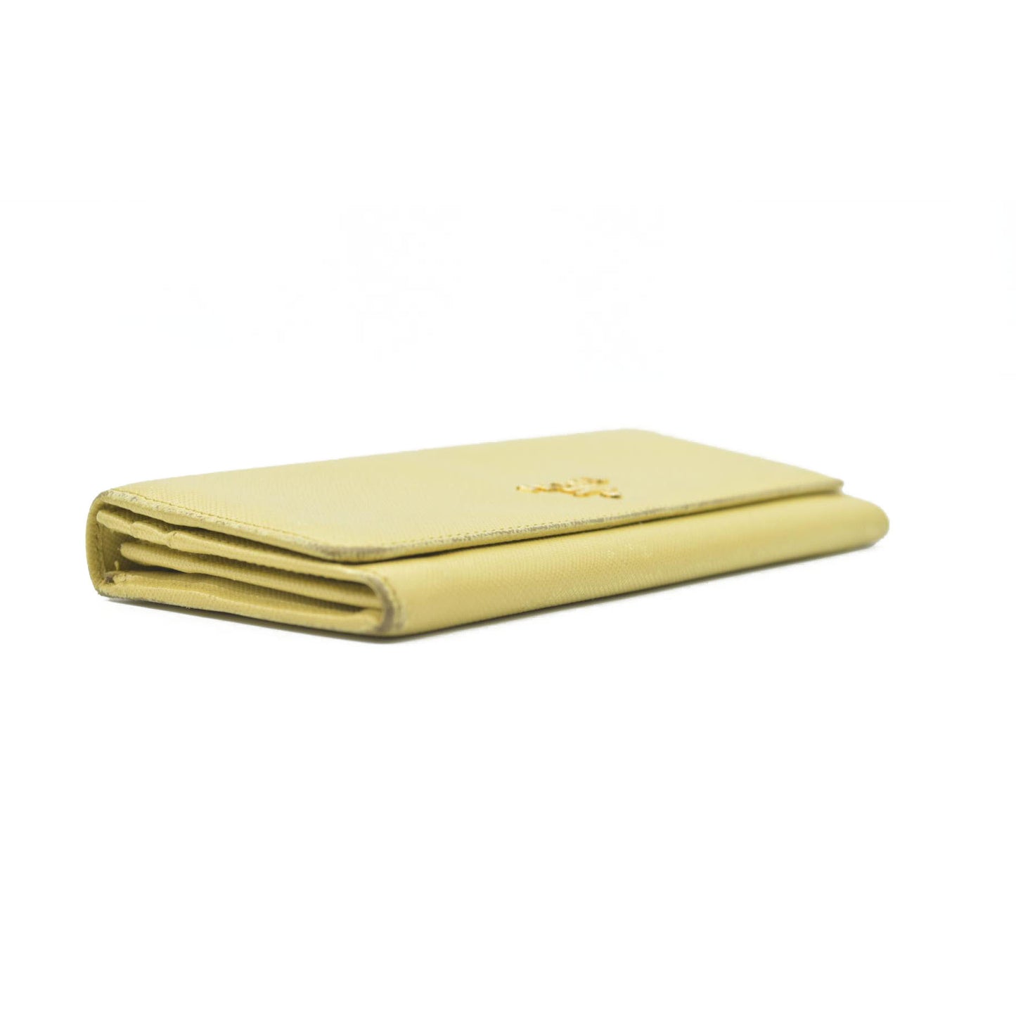 Prada Saffiano Metal Leather Continental Wallet Yellow