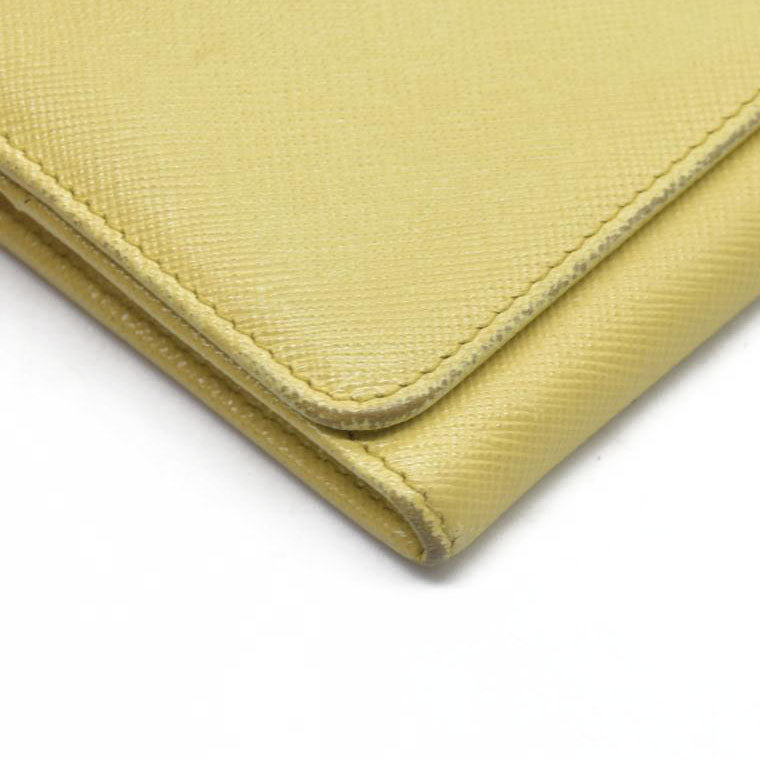 Prada Saffiano Metal Leather Continental Wallet Yellow