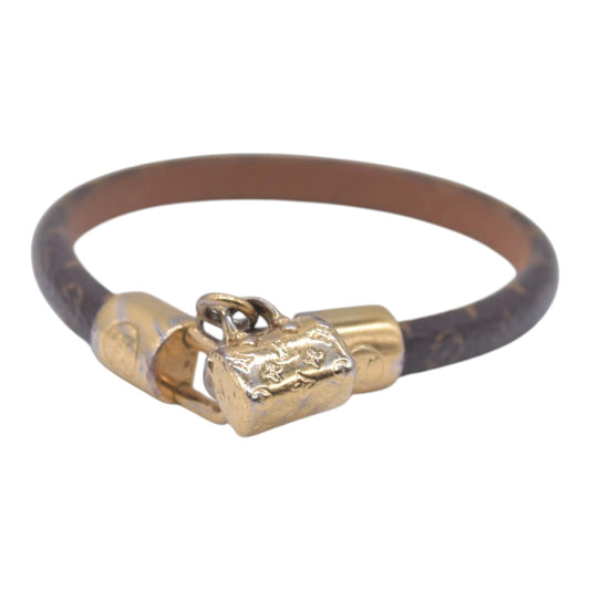 $380 LOUIS VUITTON Monogram Keepall Speedy Charm Bracelet Gold CONSIGNMENT 10021646