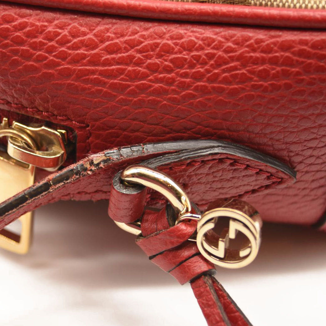 GUCCI Monogram Mini Bree Messenger Bag Red