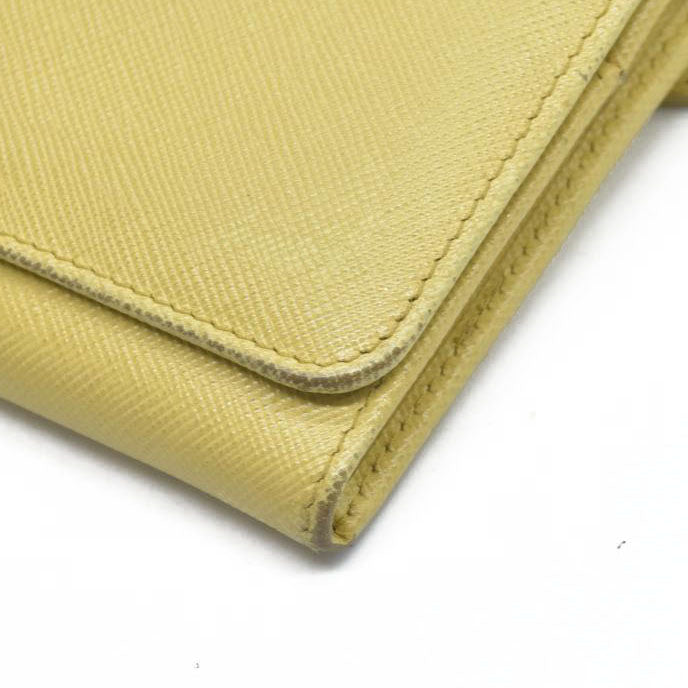 Prada Saffiano Metal Leather Continental Wallet Yellow