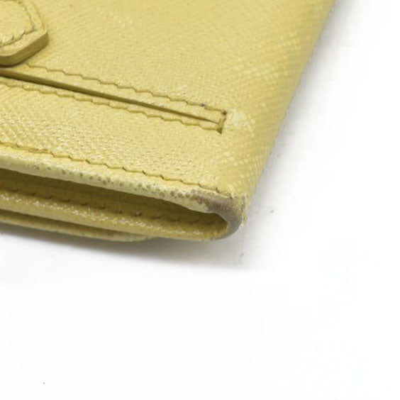 Prada Saffiano Metal Leather Continental Wallet Yellow