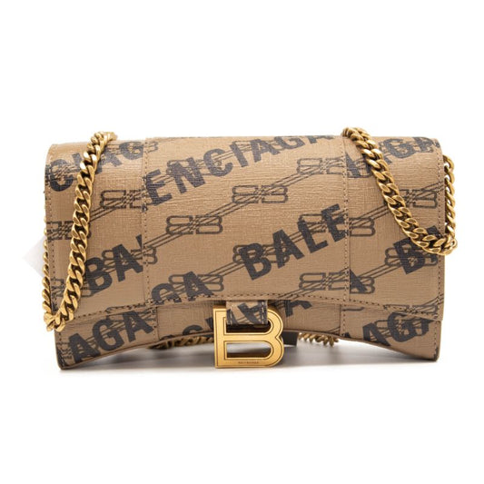 Balenciaga Hourglass License Logo Coated Canvas Wallet on a Chain