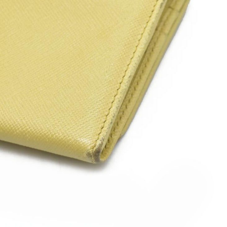 Prada Saffiano Metal Leather Continental Wallet Yellow
