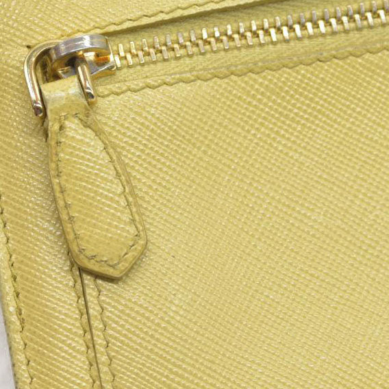 Prada Saffiano Metal Leather Continental Wallet Yellow